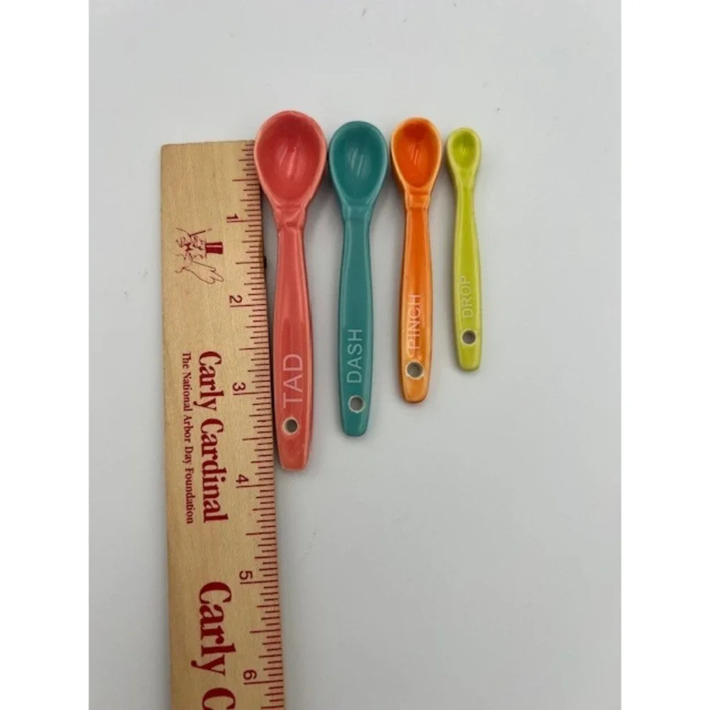 Temp-tations Ceramic Measuring Spoons Set Tad Dash Pinch Drop Multi-Color 4pc